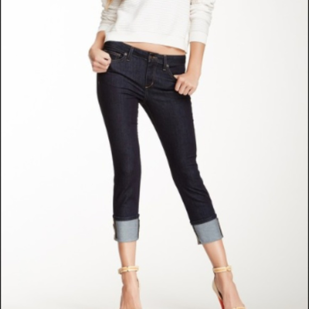 Joe's Jeans Mid Rise Dark Wash Cuff Crop Jeans